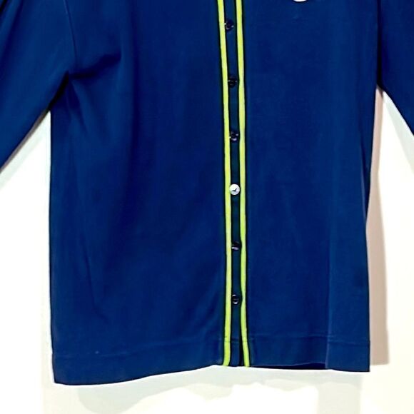 Blue & Green Nautical Button Up Sweater By Erika Collection. Size Large. - Picture 5 of 6